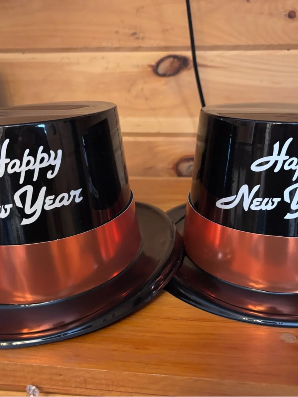 Happy New Year Black and Copper Party Top Hat - Party Supplies